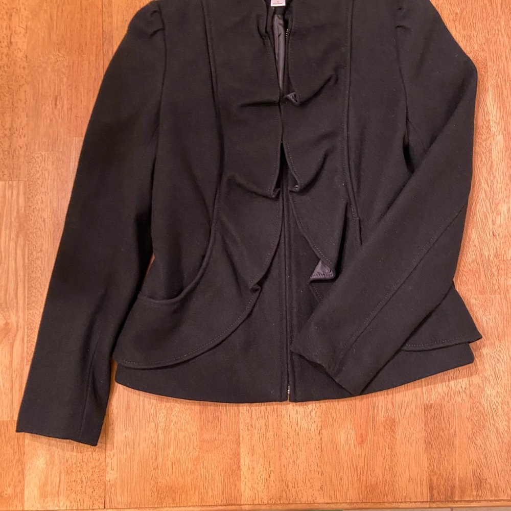 Loft Small Black Ruffled Front Winter Jacket/Coat - Picture 5 of 5